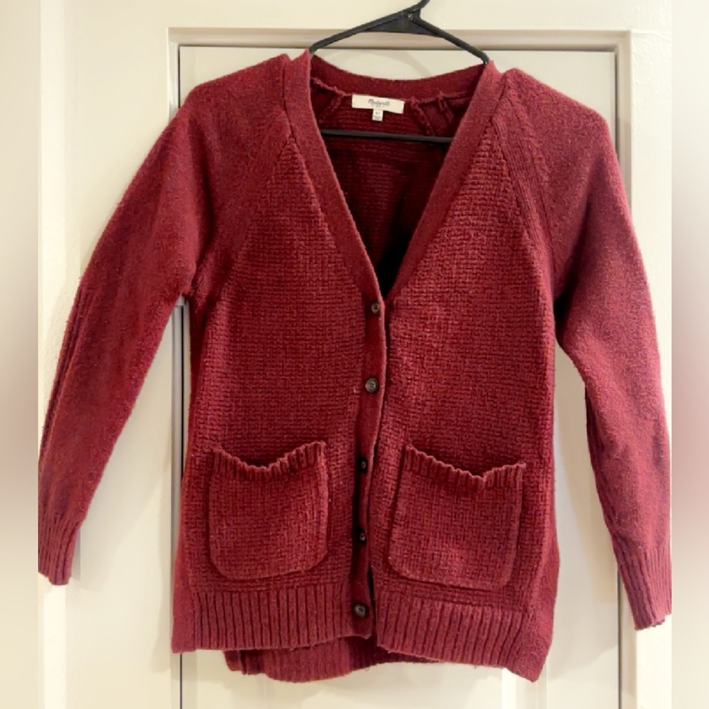 Madewell Red Button-Up Cardigan